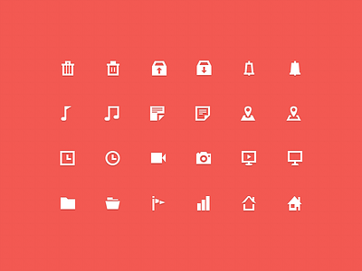 30 Free Icons (with PSD) clock flag flat folder free freebie graph icons music psd trash vector