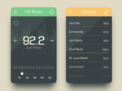 FM Radio UI edit fm ios iphone list mobile music player radio tuner ui ux
