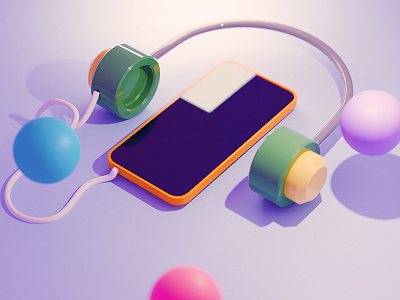 Mockup Cover Exploration 3d audio balls design exploration illustration iphone kids kids app mockup music sphere ui ux