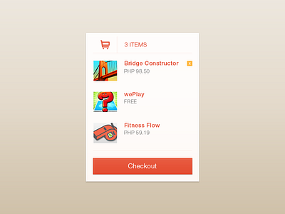 My Cart Items UI Concept app cart cart items checkout clean concept interface minimal my cart orange playstore simple soft ui ux