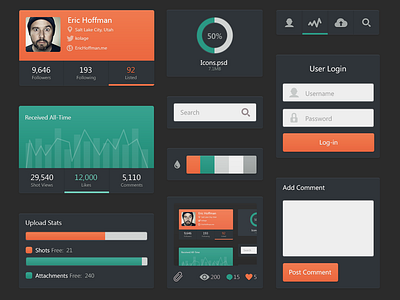 Dark UI Kit by ramil.site on Dribbble