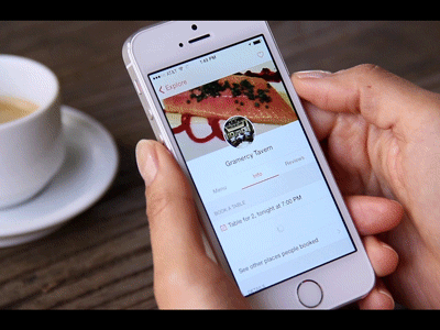 OpenTable iPhone app booking flow animation confirmation ios opentable reservation restaurant swipe transition