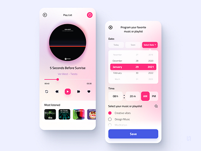 Music App Ui aplication app clean concept design minimalist music ui ux
