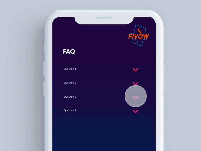 FAQ Menu app design ui