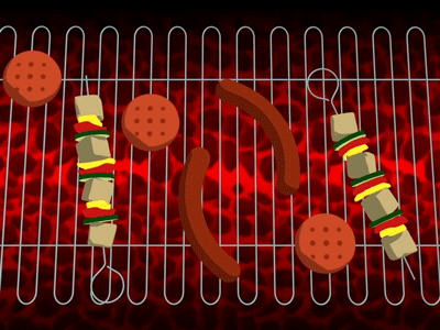 Flipping Burgers 🍔 animation barbecue bbq design food grill hamburger hamburgers hotdog motiongraphics sausages spatula summer timvankappen vankappen