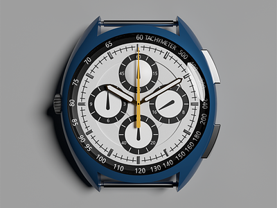 Watch 1 3d after affects animation art blue chronograph clock design hour illustration minute model render second stopwatch tachymeter time timvankappen vankappen watch