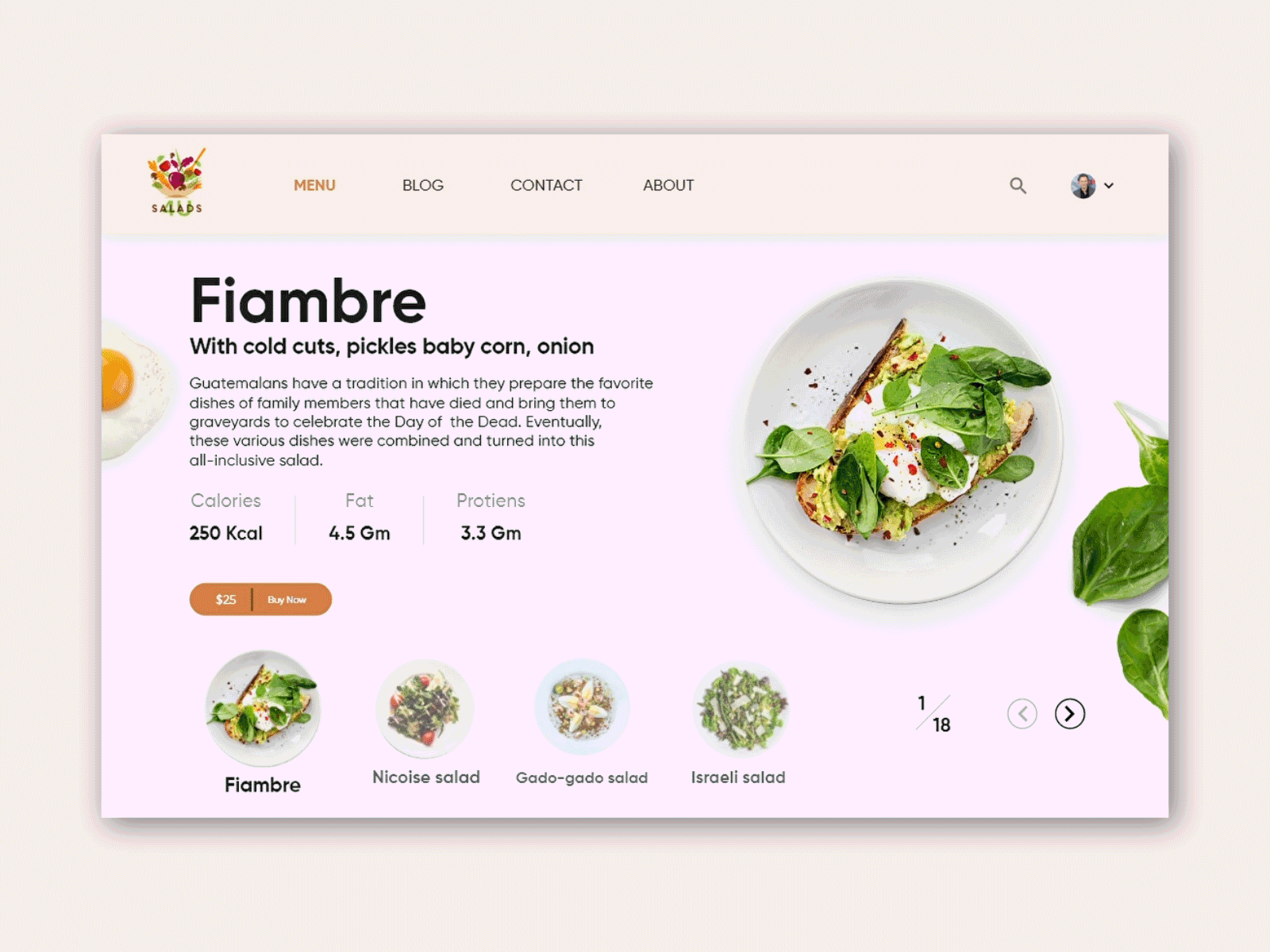 Salads - Landing Page adobe xd animation app design minimal typography ui ux web website