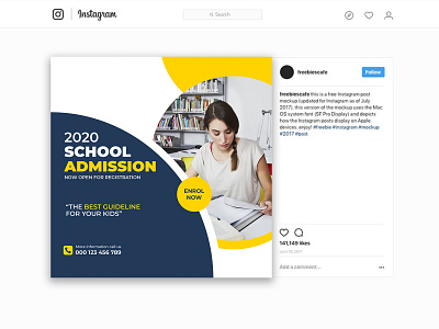 School Admission Social Media Post adobe photoshop app banner branding design designs graphic design photoshop poster socialmedia typography ui vector web