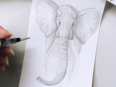 Elefant illustration markers postacard watercolor