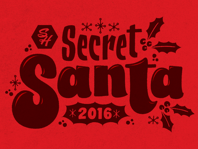 Secret Santa christmas lettering santa