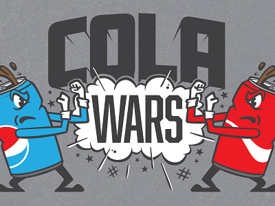 Cola Wars cans cartoony coke fighting pac man eyes pepsi pop soda sody pop