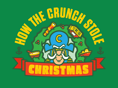 The Crunch branding cereal christmas design illustration logo typography vector