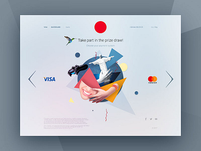 Prize draw page blue colorful interface minimal photo red ui ux web yellow