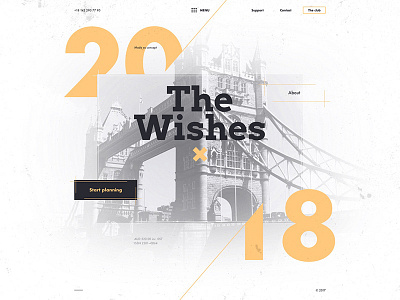 The Wishes black interface journey minimal photo typo typography ui ux web white yellow