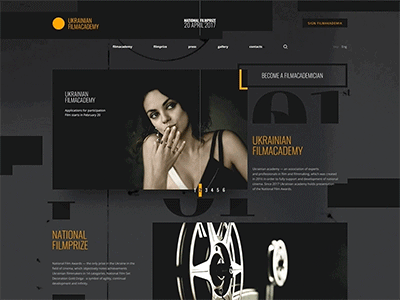 Ua FA. Main page cinema dark film interface minimal motion photo products ui ux web