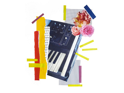 Bloom collage collage art cut design floral graphic graphic design handmade keyboard music paste