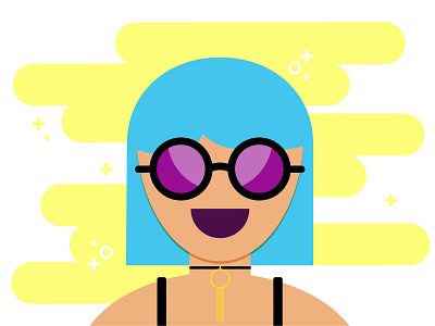 Cotton Candy Cool Girl blue hair choker cool cotton candy design goth hip illustration people sunglasses