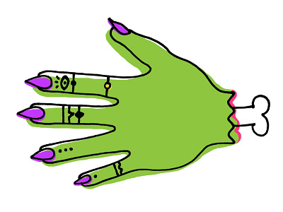 Creepy Cute bone creepy cute drawing drawn halloween hand illustration line nails tattoo witch