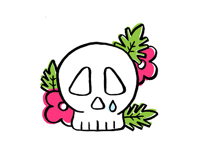 Crying Skull creepy crying cute drawing flowers halloween illustration offset skull