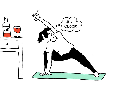 Extended Wine Angle cartoon drink drinking girl stretch wine woman workout yoga yogamat