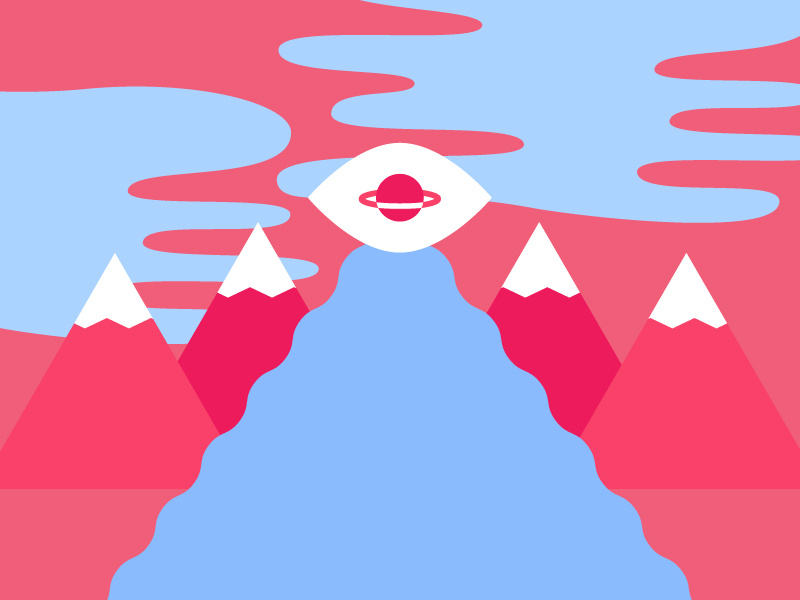 Time + Space explore trip travel eye mountain space time witchy icon illustration drawing