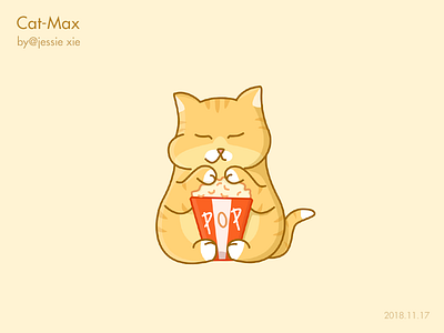 Cat-Max cat design eat fat cat illustration mascot character orange popcorn ui