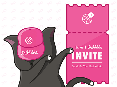 Dribbble Invite cat illustration invite ui