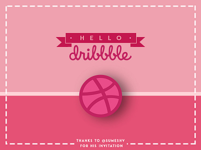 Hello Dribbble court debut design graphicdesign hello dribbble illustration line ribbon