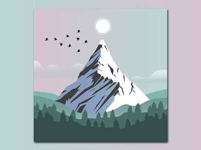 Mountain illustration creative design depth design flat design flat 3d illustration ui vector