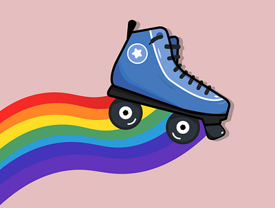 Rainbow Skating adobe illustrator design graphic illustration illustrator rainbow roller skate vector