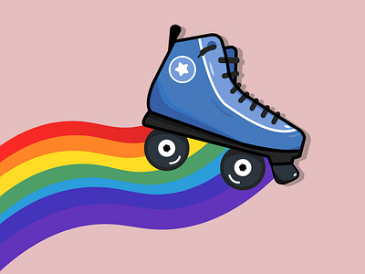 Rainbow Skating adobe illustrator design graphic illustration illustrator rainbow roller skate vector