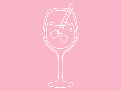 Champagne rosé bubbles drink glass illustration pink vector