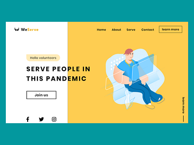 We serve coronavirus covid19 design helping illustration landingpage pandemic serve ui volunteer volunteering webdesign website
