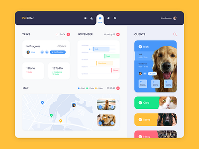 Web application - PetSitter app colors design pet pet care tracking app ui ux web website