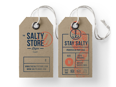 Salty Hangtags branding design hangtags logo print script shoes stationary tags