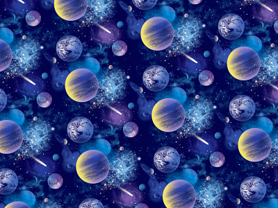 Outer space with planets and stars