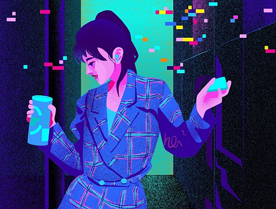 Music On animation blue character design design fashion flat girl illustration purple tipsy trippy urban vector