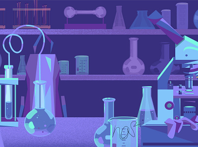 laboratory blue design flat game art illustration laboratory purple sci fi vector