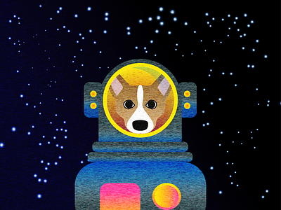 "Corgi in Space" animation corgi design dog illustration mezzotint photoshop pixalate seattle ui ux ux designer vector