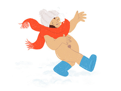 Snowball Fight #2 bare boots bum fight hat nude nudist scarf skin snow snowball toque