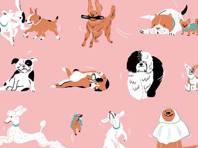 Dogs Pattern in Pink