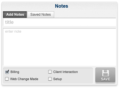 Notes Widget button gray tabs ui web app
