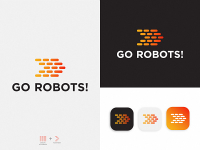 Go Robots! — Logo design branding gotham gradient icons logo logo design logotype minimalism movement robots stripes