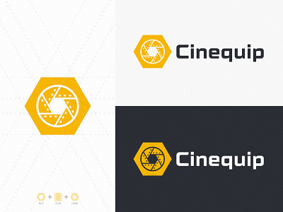 Cinequip — Logo design branding cinema film lens logo logo design logotype minimalism minimalist logo movie nut objective yellow