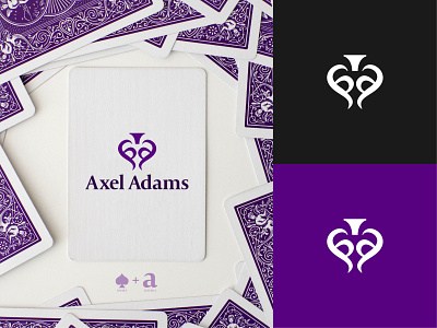 Axel Adams — AA monogram aa aa monogram cards letter a logo logo design logotype magic magician monogram monogram logo purple spades tricks