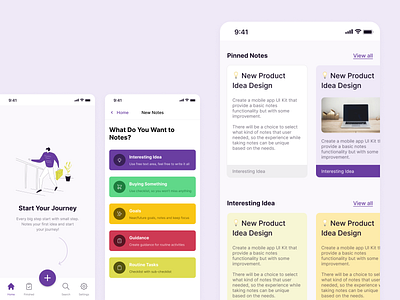 Home Screen - Makarya Notes Free UI Kit & Design System