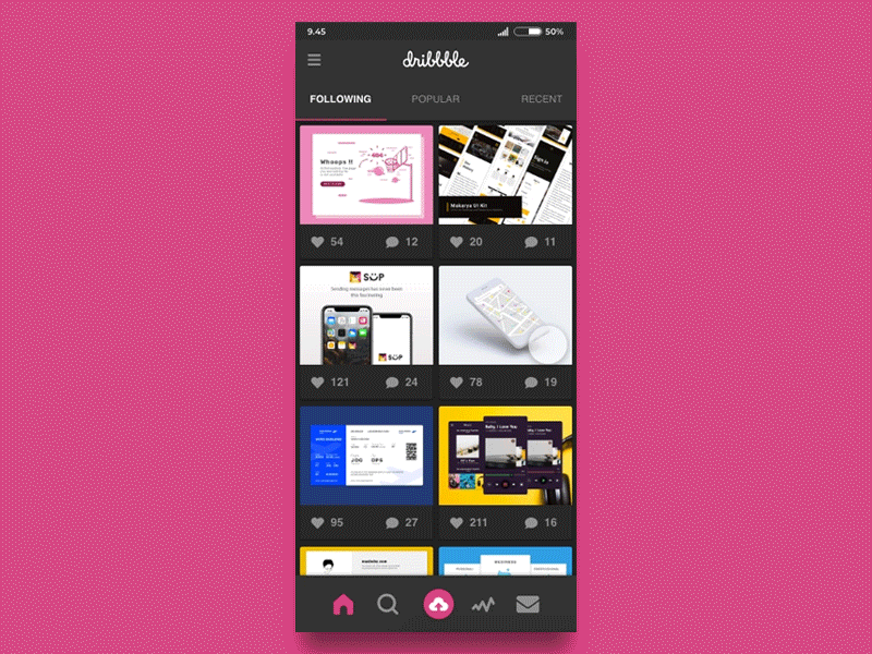 Dribbble Mobile Apps Redesign