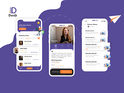Darsly UI concept design education learning mobile ui online courses teacher ui