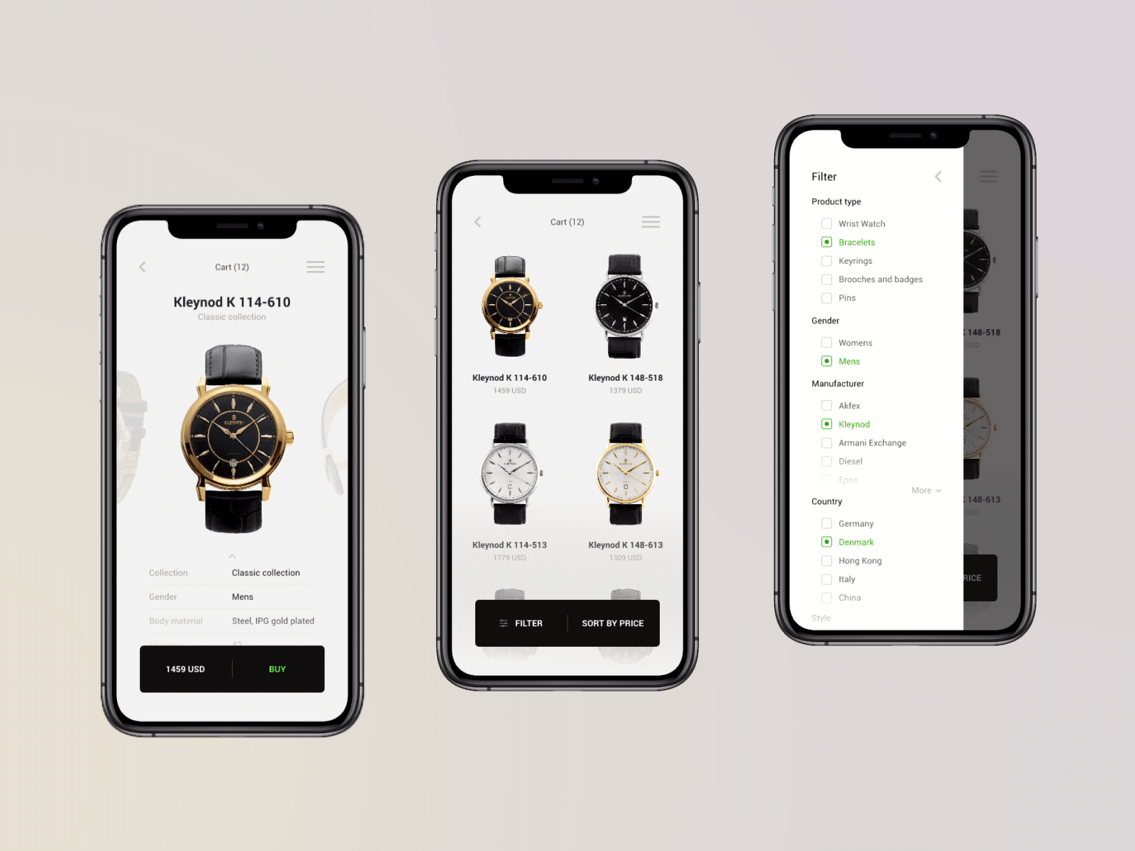 Design-concept for online watch shop. aftereffects animation app concept design mobile motion ui ux watch web