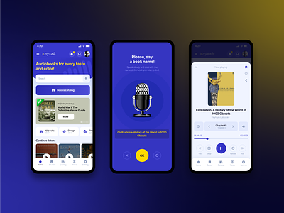 Audiobooks application android app application audiobooks books concept design ios listen to read ui ux